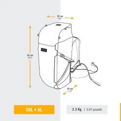 Sac à Dos De Voyage Et Trekking Ouverture Valise 50 + 6 L Homme - Travel 900 -Équipement De Plein Air sac a dos de voyage et trekking ouverture valise 50 6 l homme travel 900 6